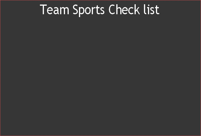 Team Sports Check list